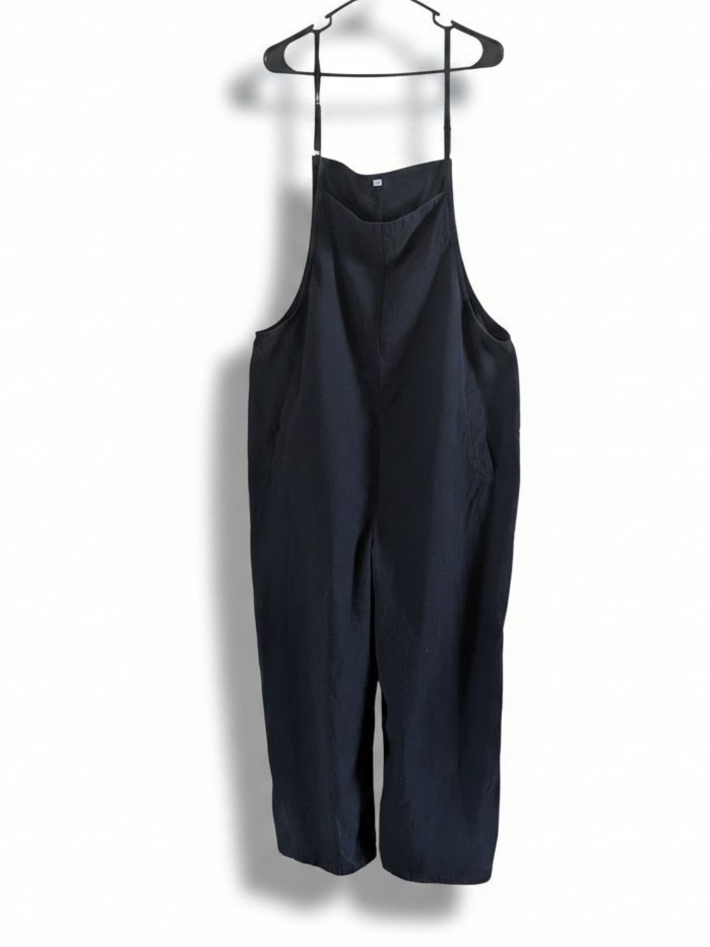 100% Cotton Black Wide Leg Overalls Jumpsuit Slouchy Relaxed Fit XXL